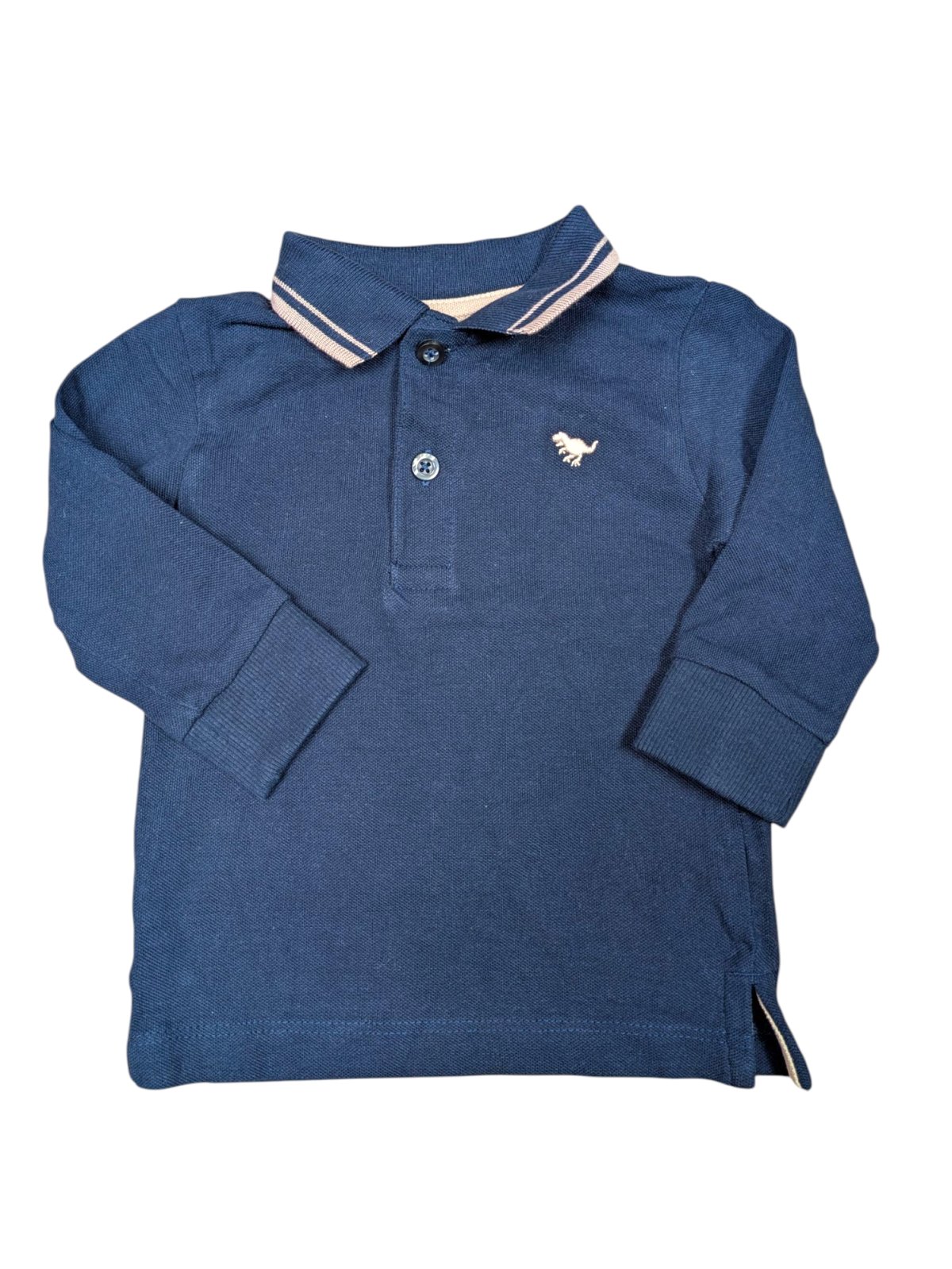 Modré tričko s dlouhým rukávem a límcem secondhand NEXT